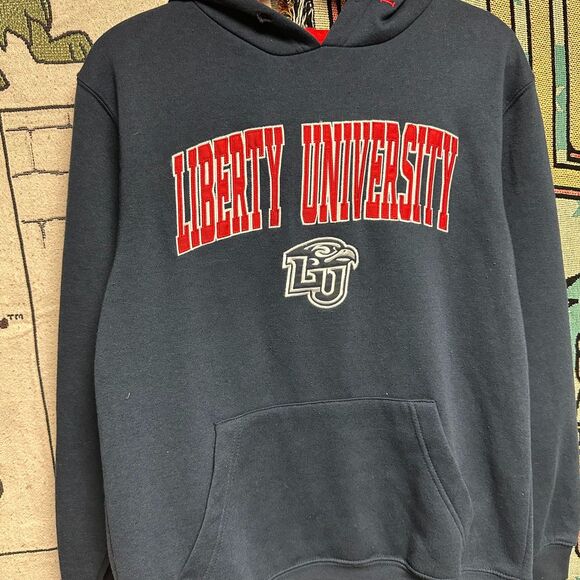 Vintage Liberty University Embroidered Spell Out College Hoodie - Picture 2 of 4